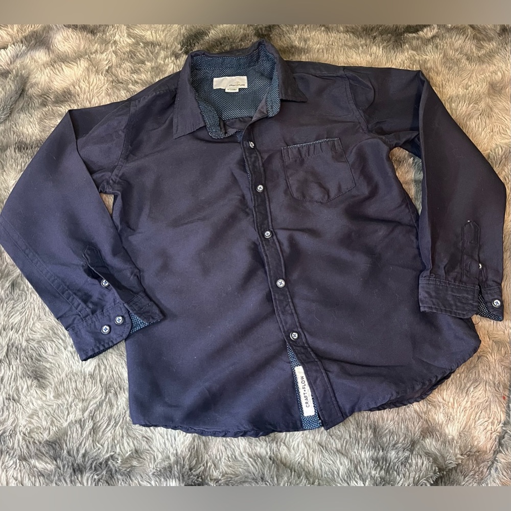 Boys navy blue button down shirt